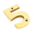 From The Anvil Door Furniture Polished Brass / Numerals / 5 From The Anvil - Polished Brass Numeral 5
