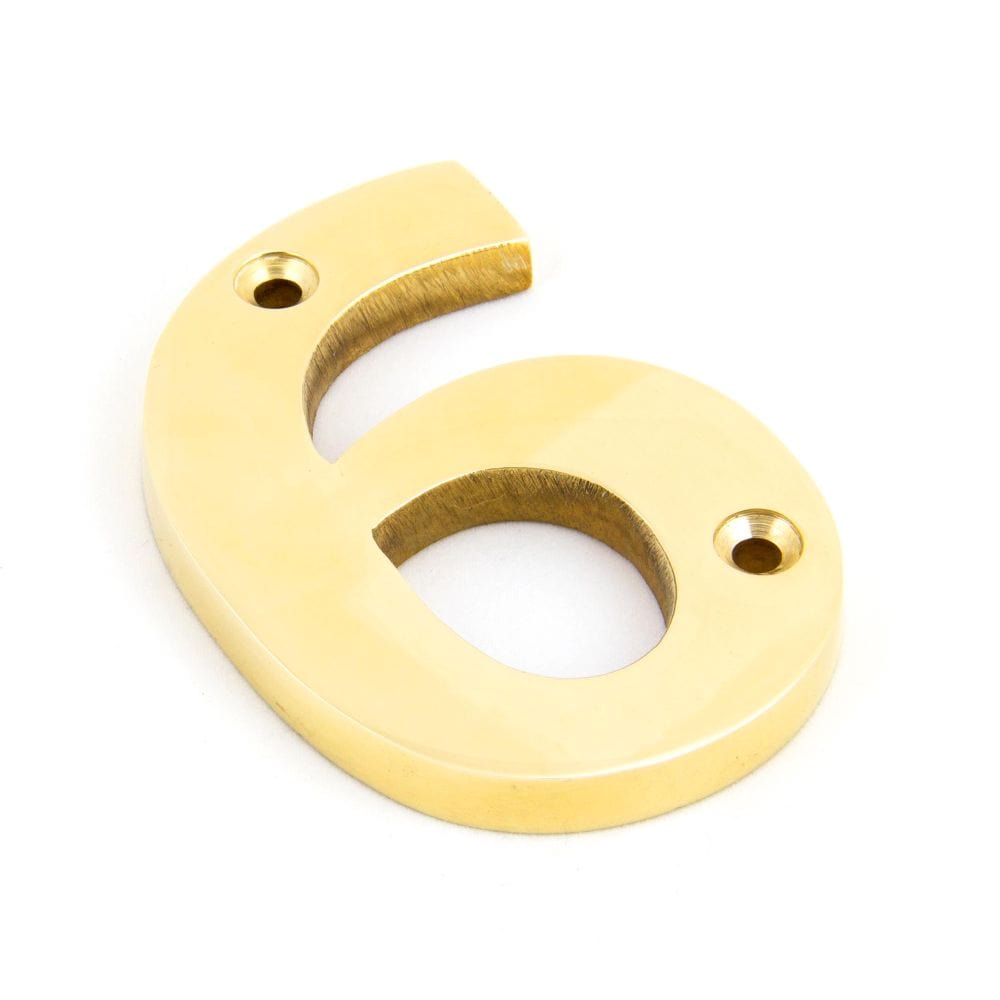From The Anvil Door Furniture Polished Brass / Numerals / 6 From The Anvil - Polished Brass Numeral 6