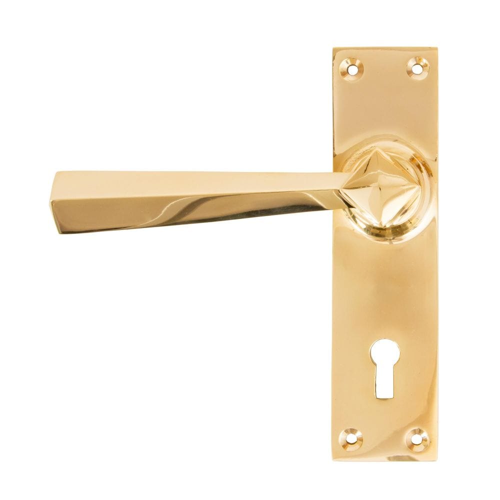 From The Anvil Door Furniture Polished Brass / Std. Lock Handles From The Anvil - Polished Brass Straight Lever Lock Set