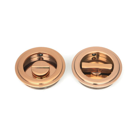 From The Anvil Door Furniture Polished Bronze / Round Flush Pull (Privacy) / Round From The Anvil - Polished Bronze 60mm Art Deco Round Pull - Privacy Set