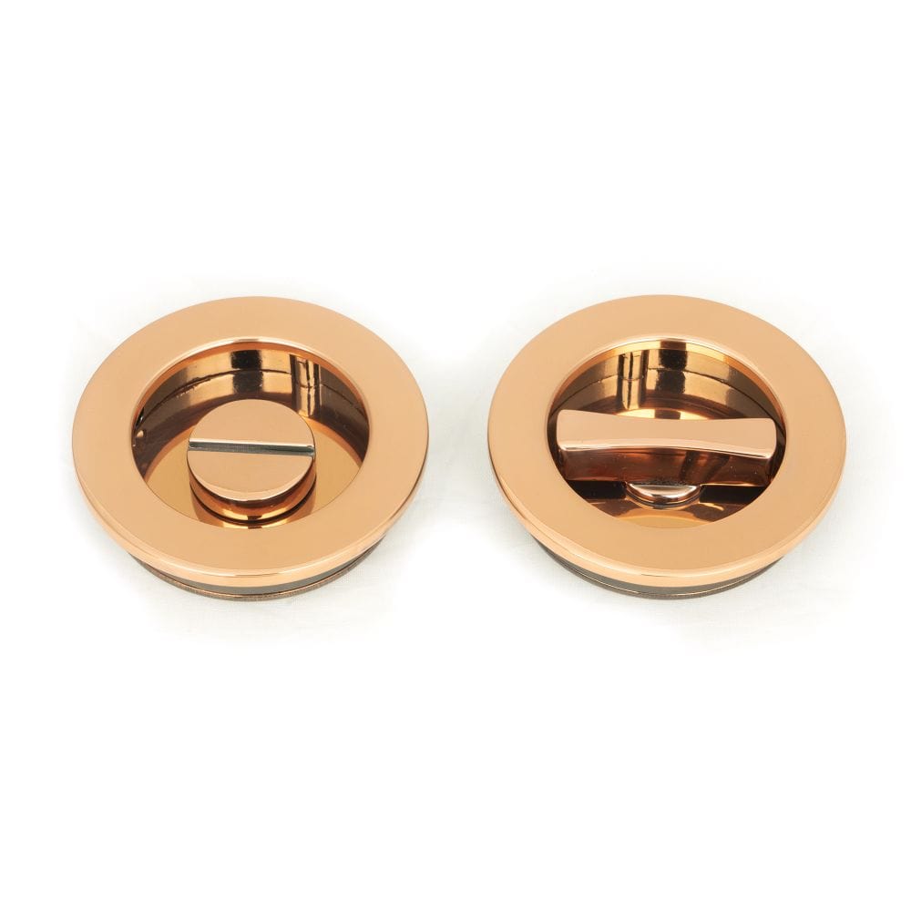 From The Anvil Door Furniture Polished Bronze / Round Flush Pull (Privacy) / Round From The Anvil - Polished Bronze 60mm Plain Round Pull - Privacy Set
