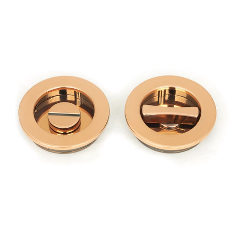From The Anvil Door Furniture Polished Bronze / Round Flush Pull (Privacy) / Round From The Anvil - Polished Bronze 60mm Plain Round Pull - Privacy Set