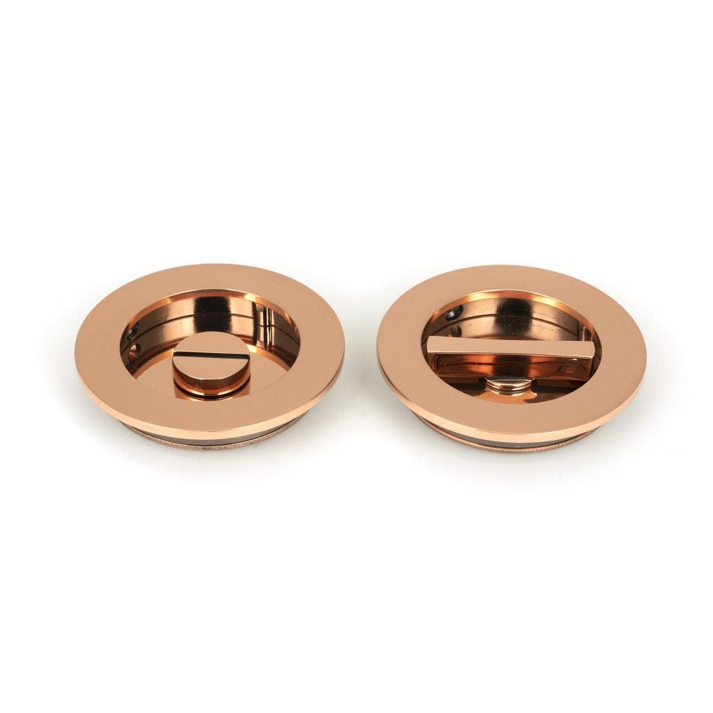From The Anvil Door Furniture Polished Bronze / Round Flush Pull (Privacy) / Round From The Anvil - Polished Bronze 75mm Plain Round Pull - Privacy Set