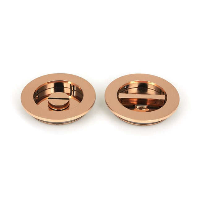From The Anvil Door Furniture Polished Bronze / Round Flush Pull (Privacy) / Round From The Anvil - Polished Bronze 75mm Plain Round Pull - Privacy Set