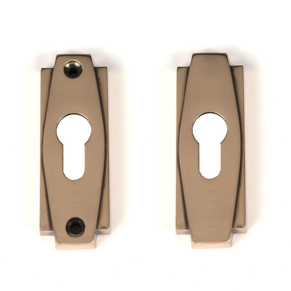 From The Anvil Door Furniture Polished Bronze / Euro Profile Escutcheons From The Anvil - Polished Bronze Art Deco Euro Escutcheon