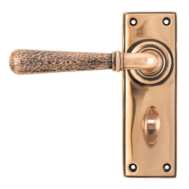 From The Anvil Door Furniture Polished Bronze / Bathroom Lock Handles From The Anvil - Polished Bronze Hammered Newbury Lever Bathroom Set