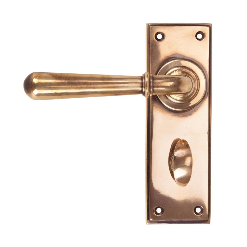 From The Anvil Door Furniture Polished Bronze / Bathroom Lock Handles From The Anvil - Polished Bronze Newbury Lever Bathroom Set