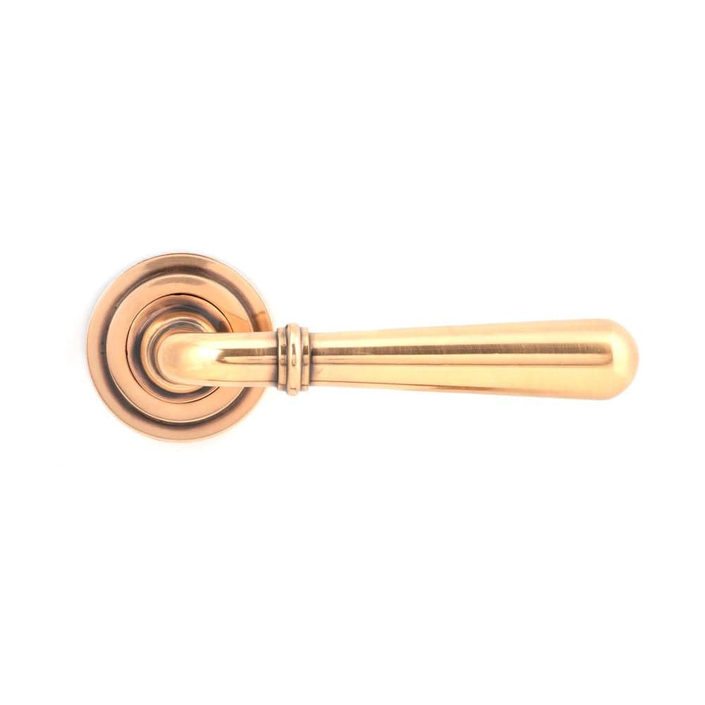 From The Anvil Door Furniture Polished Bronze / Round Rose From The Anvil - Polished Bronze Newbury Lever on Rose Set (Art Deco) - Unsprung