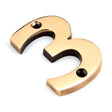 From The Anvil Door Furniture Polished Bronze / Numerals / 3 From The Anvil - Polished Bronze Numeral 3