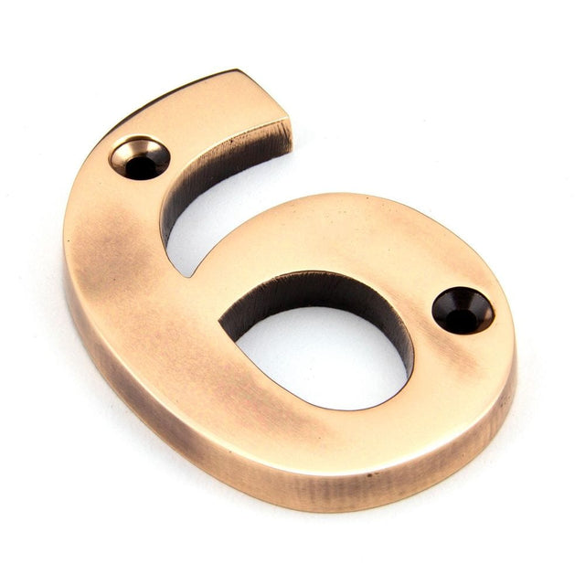 From The Anvil Door Furniture Polished Bronze / Numerals / 6 From The Anvil - Polished Bronze Numeral 6