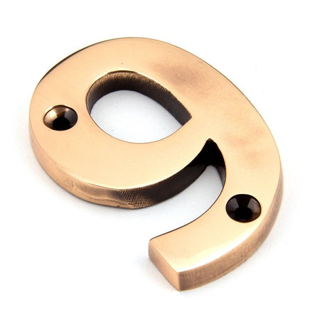 From The Anvil Door Furniture Polished Bronze / Numerals / 9 From The Anvil - Polished Bronze Numeral 9