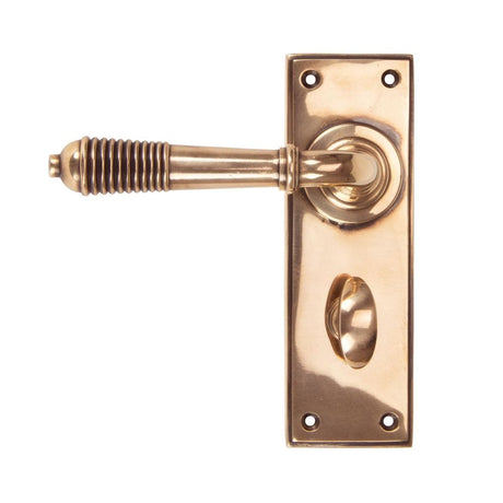 From The Anvil Door Furniture Polished Bronze / Bathroom Lock Handles From The Anvil - Polished Bronze Reeded Lever Bathroom Set