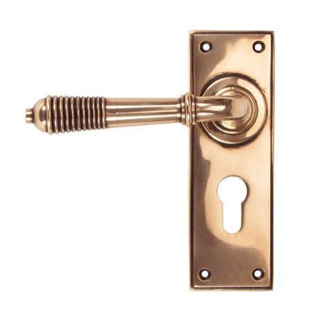 From The Anvil Door Furniture Polished Bronze / Euro Profile Lock Handles From The Anvil - Polished Bronze Reeded Lever Euro Lock Set