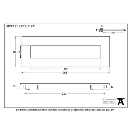 From The Anvil Door Furniture Polished Bronze / Letter Plates / 265 x 108mm From The Anvil - Polished Bronze Small Letter Plate