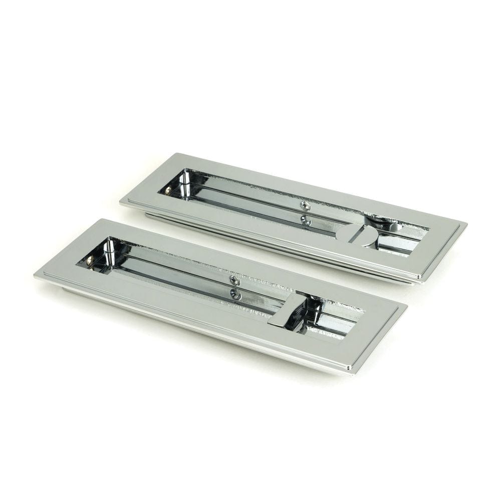 From The Anvil Door Furniture Polished Chrome / Rectangular Flush Pull (Privacy) / Rectangular From The Anvil - Polished Chrome 175mm Art Deco Rectangular Pull -Privacy Set