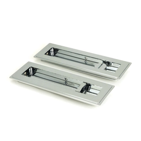 From The Anvil Door Furniture Polished Chrome / Rectangular Flush Pull (Privacy) / Rectangular From The Anvil - Polished Chrome 175mm Art Deco Rectangular Pull -Privacy Set