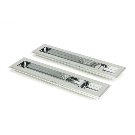 From The Anvil Door Furniture Polished Chrome / Rectangular Flush Pull (Privacy) / Rectangular From The Anvil - Polished Chrome 250mm Art Deco Rectangular Pull -Privacy Set
