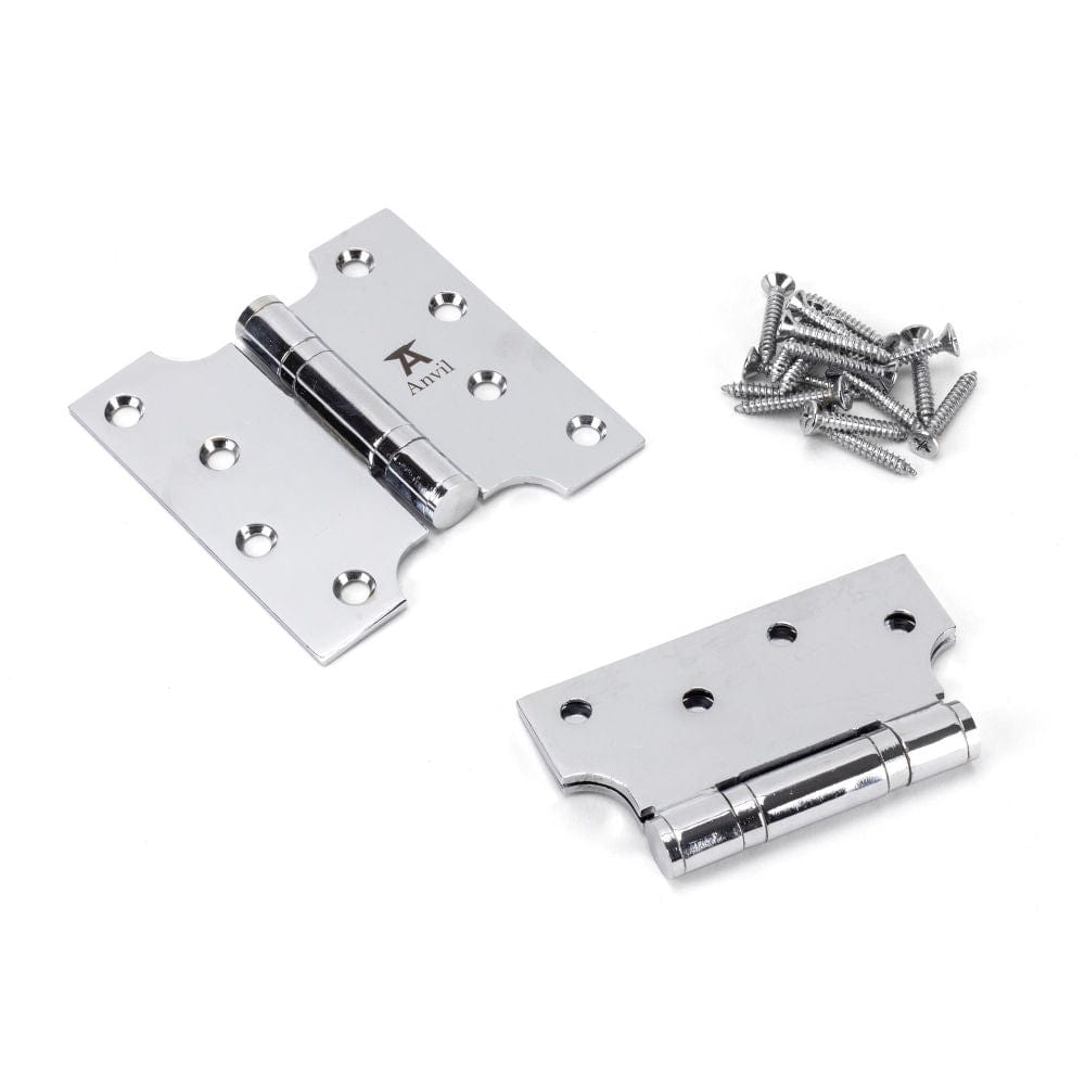 From The Anvil Hinges Polished Chrome / Parliament Hinges / 4" x (102mm) From The Anvil - Polished Chrome 4" x 2" x 4" Parliament Hinge (pair) ss