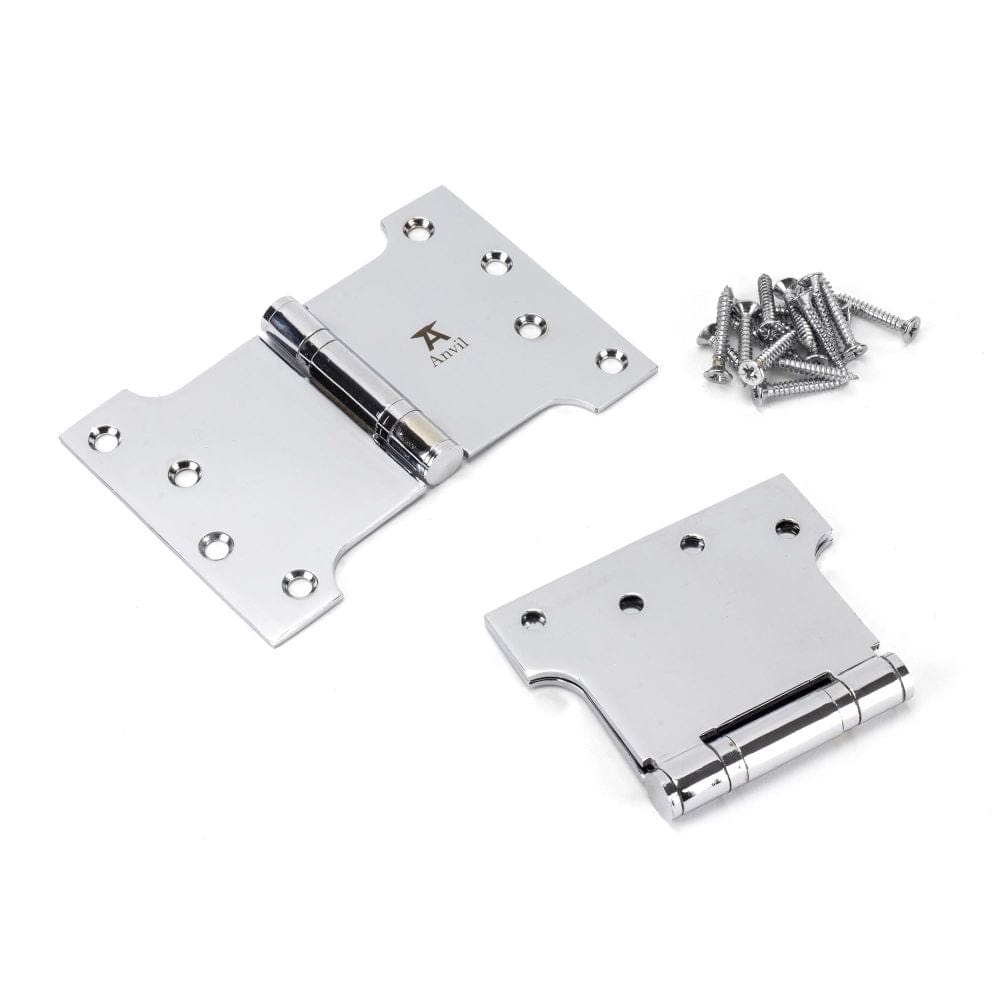 From The Anvil Hinges Polished Chrome / Parliament Hinges / 4" x (102mm) From The Anvil - Polished Chrome 4" x 4" x 6" Parliament Hinge (pair) ss