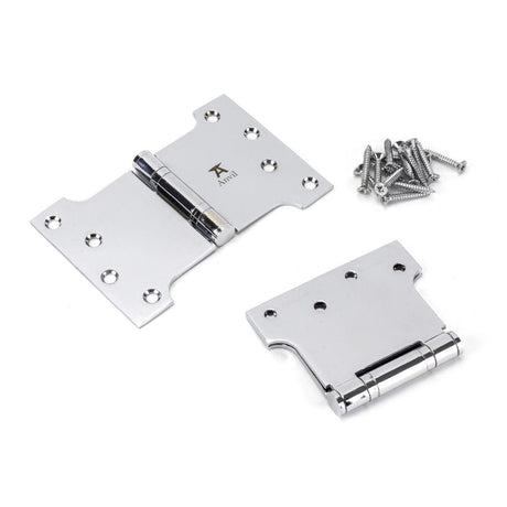 From The Anvil Hinges Polished Chrome / Parliament Hinges / 4" x (102mm) From The Anvil - Polished Chrome 4" x 4" x 6" Parliament Hinge (pair) ss