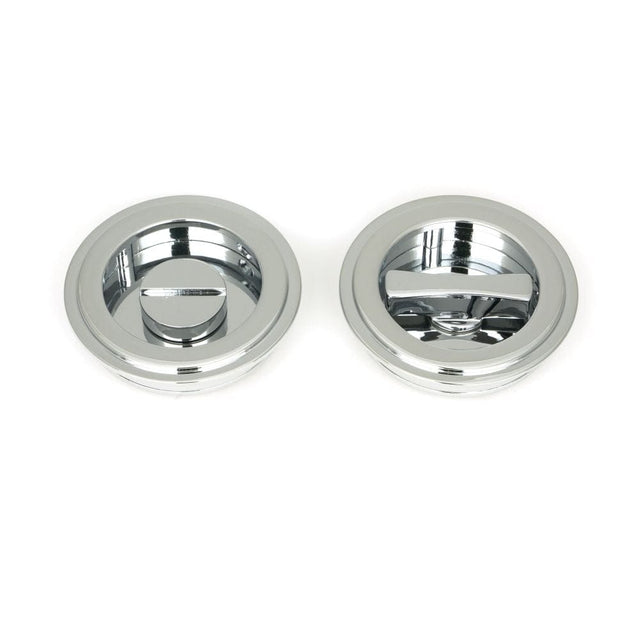 From The Anvil Door Furniture Polished Chrome / Round Flush Pull (Privacy) / Round From The Anvil - Polished Chrome 60mm Art Deco Round Pull - Privacy Set