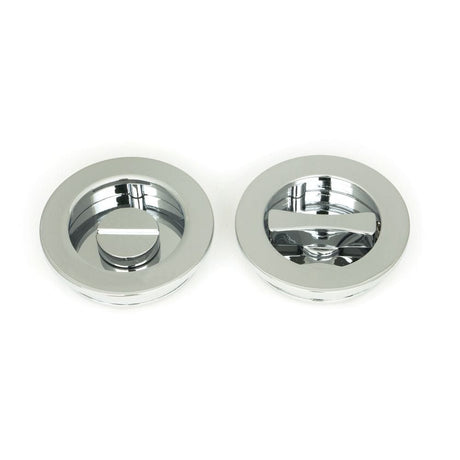 From The Anvil Door Furniture Polished Chrome / Round Flush Pull (Privacy) / Round From The Anvil - Polished Chrome 60mm Plain Round Pull - Privacy Set