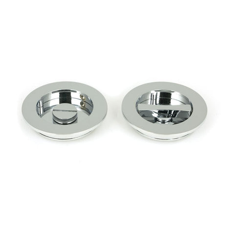 From The Anvil Door Furniture Polished Chrome / Round Flush Pull (Privacy) / Round From The Anvil - Polished Chrome 75mm Plain Round Pull - Privacy Set
