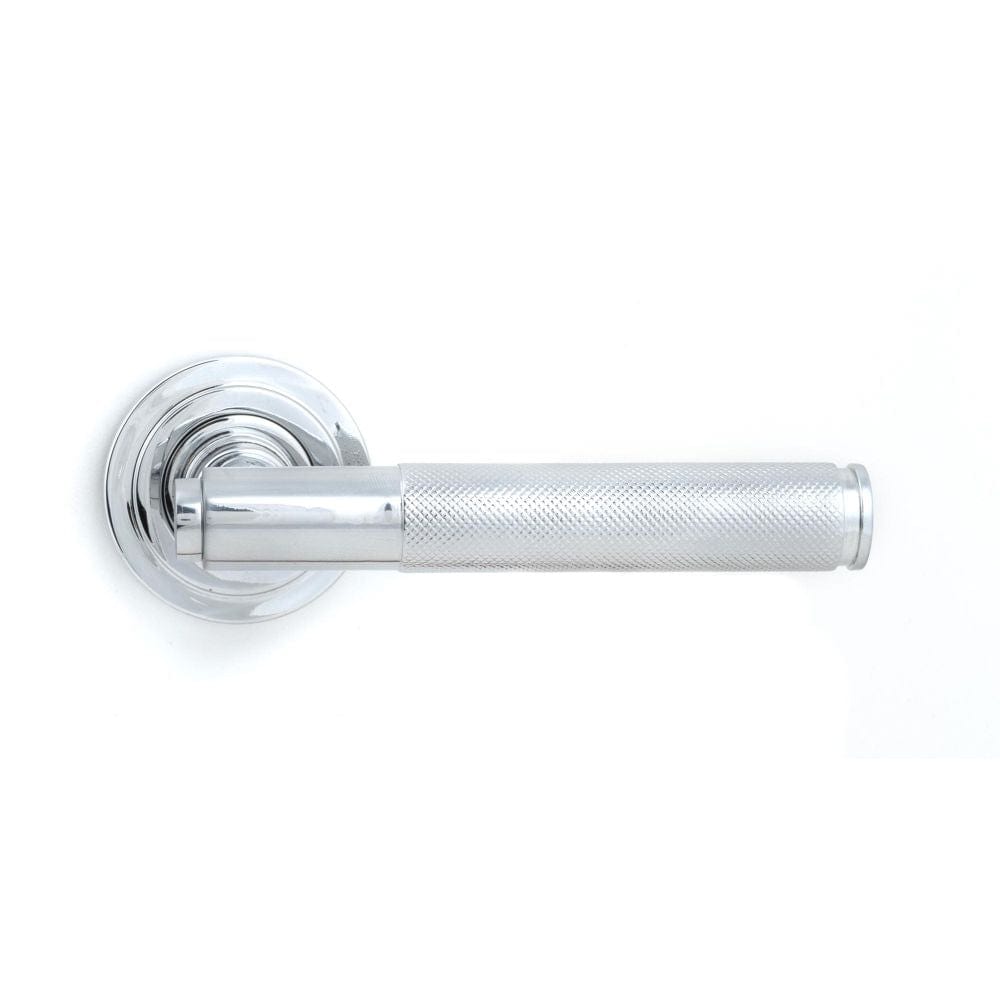 From The Anvil Door Furniture Polished Chrome / Round Rose From The Anvil - Polished Chrome Brompton Lever on Rose Set (Art Deco) - Unsprung