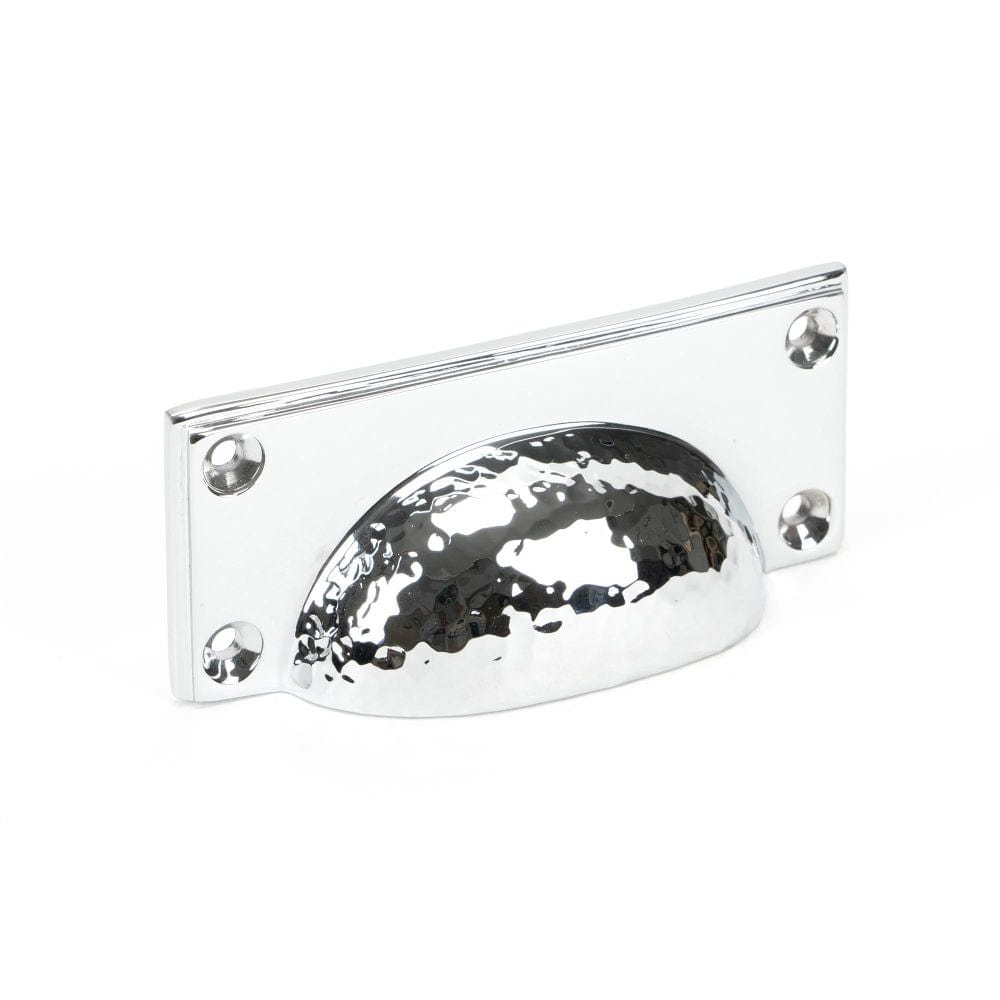 From The Anvil Cabinet Hardware Polished Chrome / Cabinet Cup Pulls From The Anvil - Polished Chrome Hammered Art Deco Drawer Pull