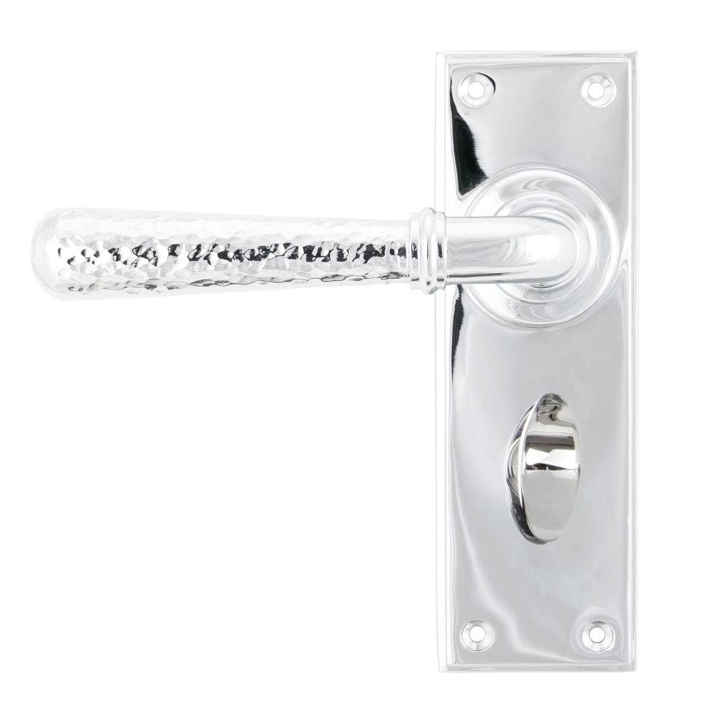 From The Anvil Door Furniture Polished Chrome / Bathroom Lock Handles From The Anvil - Polished Chrome Hammered Newbury Lever Bathroom Set