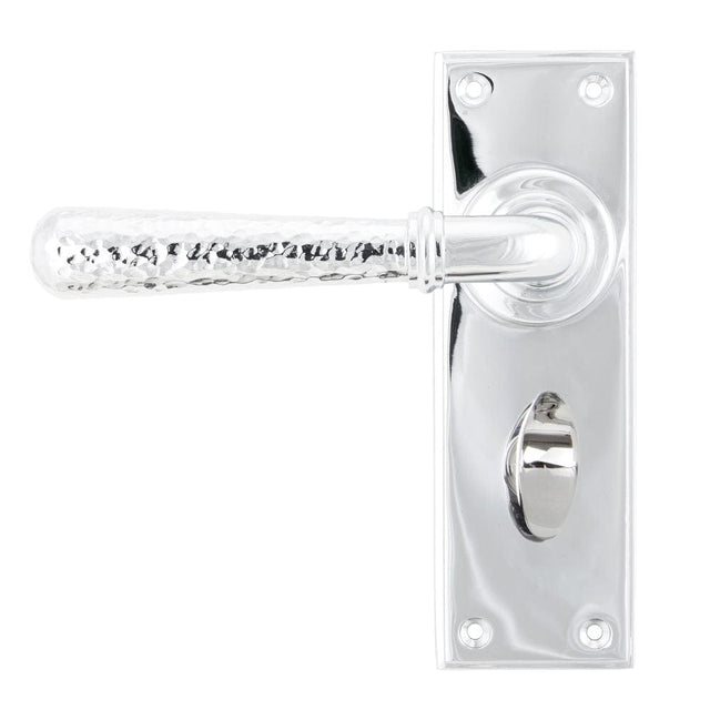 From The Anvil Door Furniture Polished Chrome / Bathroom Lock Handles From The Anvil - Polished Chrome Hammered Newbury Lever Bathroom Set