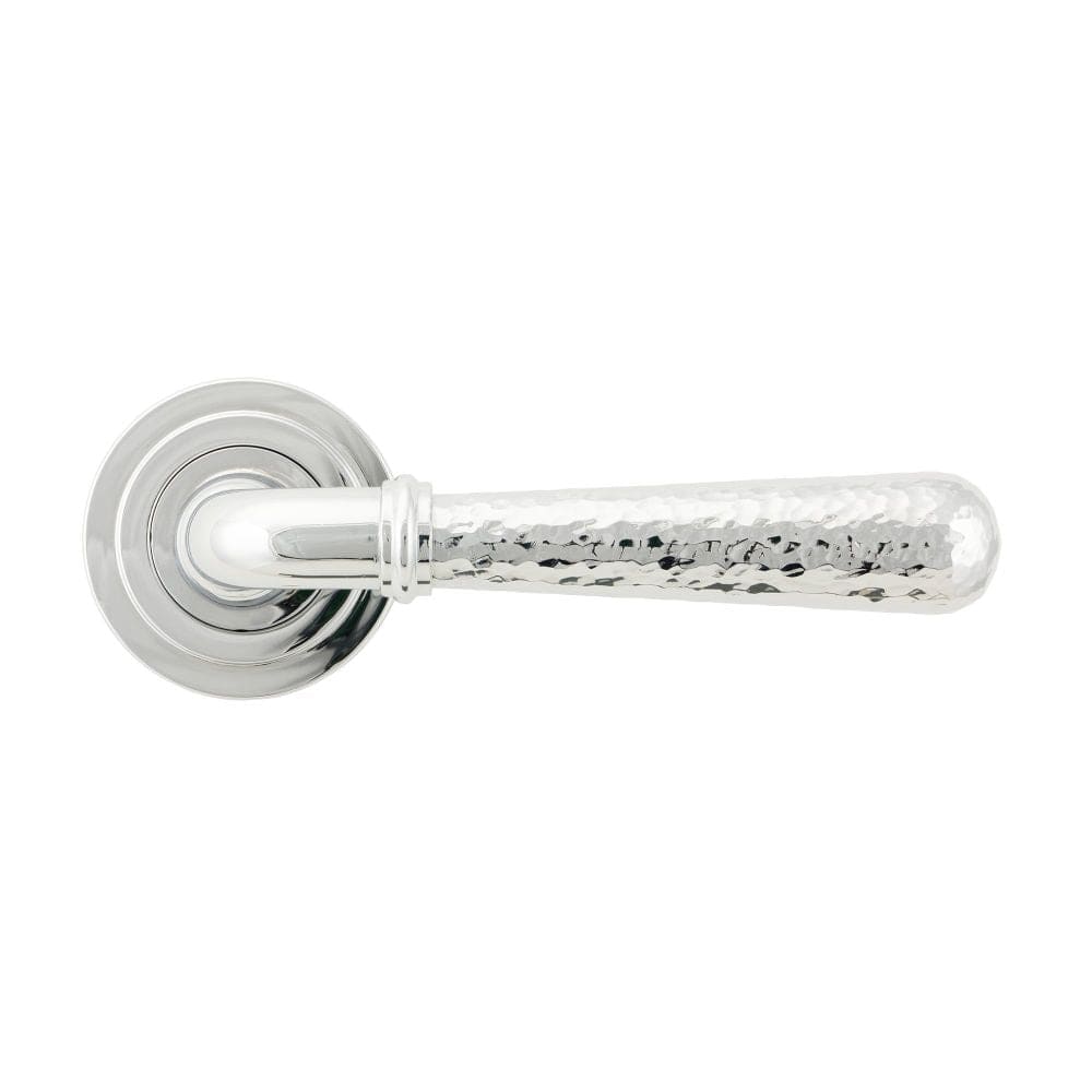 From The Anvil Door Furniture Polished Chrome / Round Rose From The Anvil - Polished Chrome Hammered Newbury Lever on Rose Set (Art Deco)