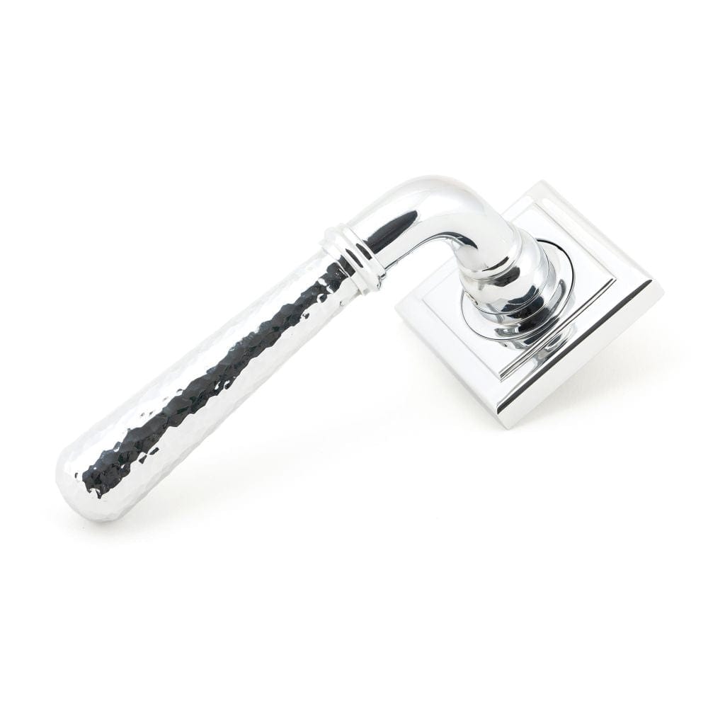From The Anvil Door Furniture Polished Chrome / Square Rose From The Anvil - Polished Chrome Hammered Newbury Lever on Rose Set (Square)
