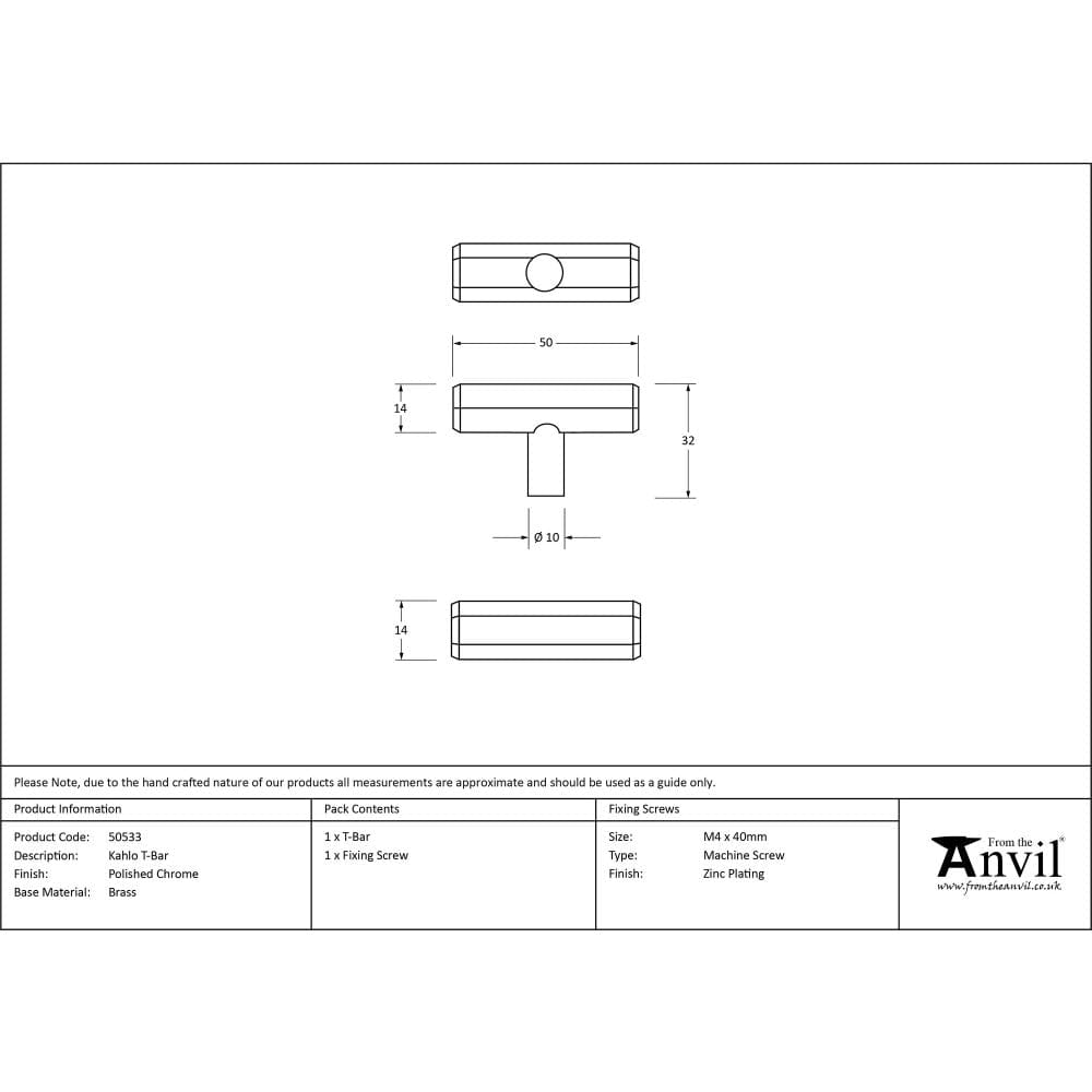 From The Anvil Cabinet Hardware Polished Chrome / Cabinet T-Pulls From The Anvil - Polished Chrome Kahlo T-Bar