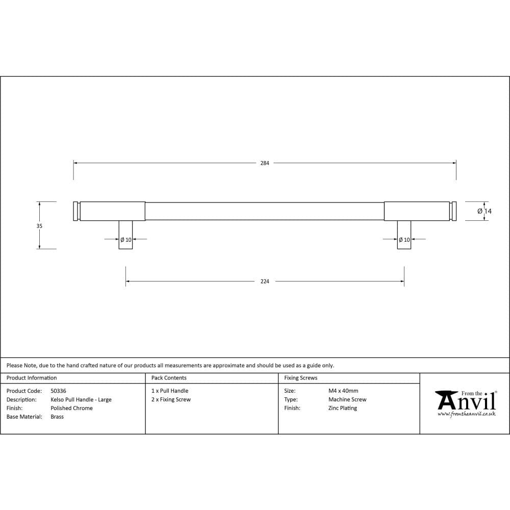 From The Anvil Cabinet Hardware Polished Chrome / Cabinet Pull Handles / Large From The Anvil - Polished Chrome Kelso Pull Handle - Large