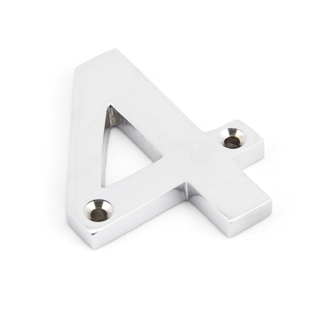 From The Anvil Door Furniture Polished Chrome / Numerals / 4 From The Anvil - Polished Chrome Numeral 4