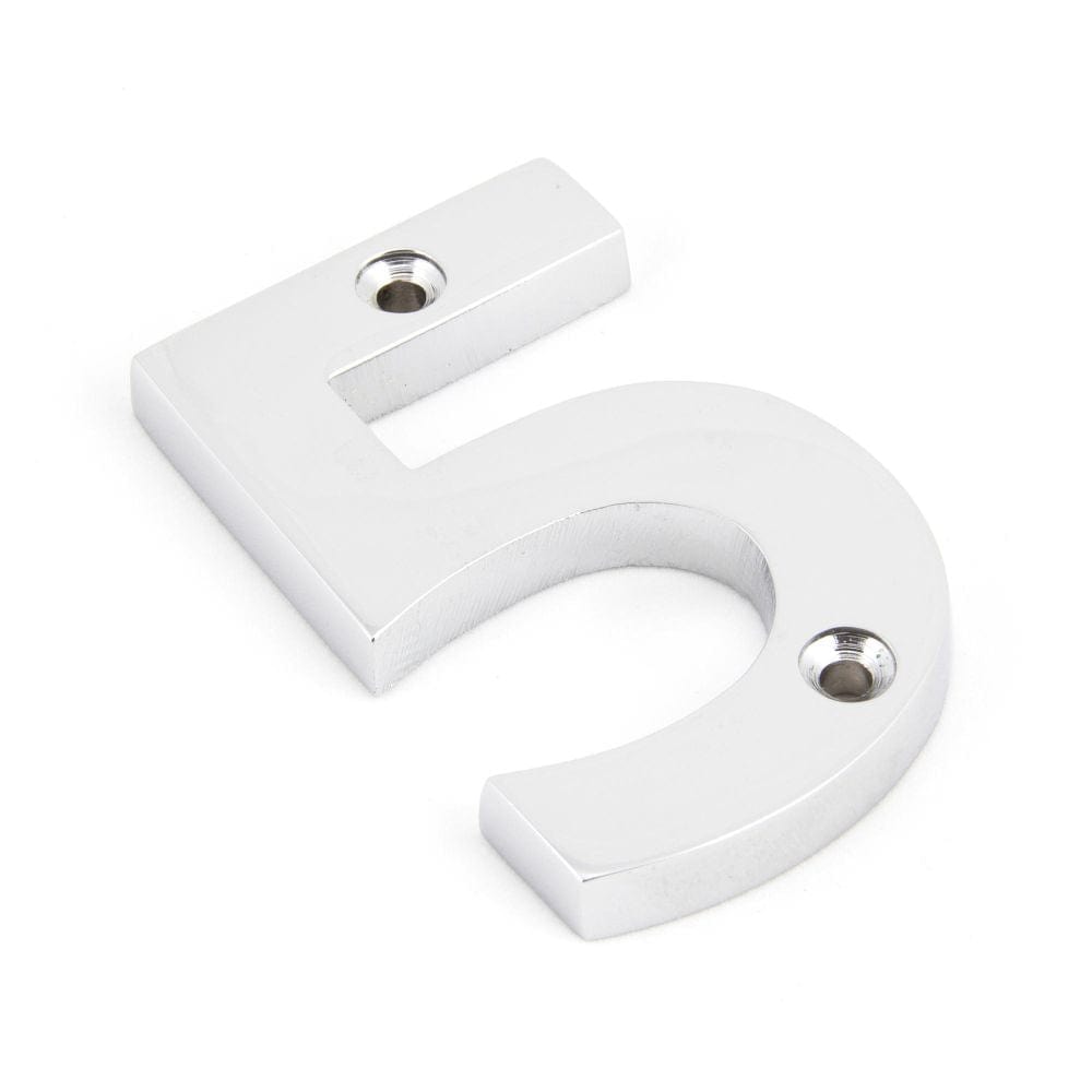 From The Anvil Door Furniture Polished Chrome / Numerals / 5 From The Anvil - Polished Chrome Numeral 5