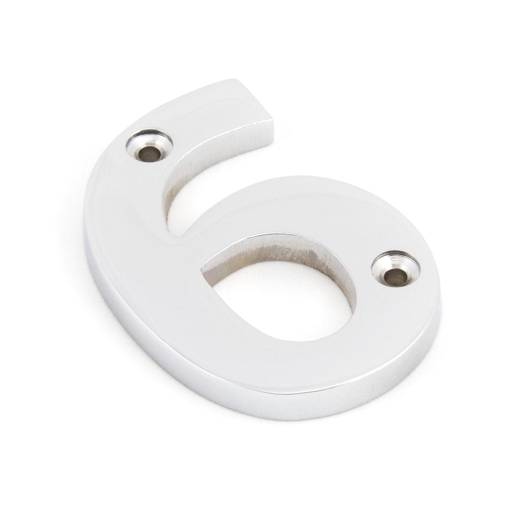 From The Anvil Door Furniture Polished Chrome / Numerals / 6 From The Anvil - Polished Chrome Numeral 6