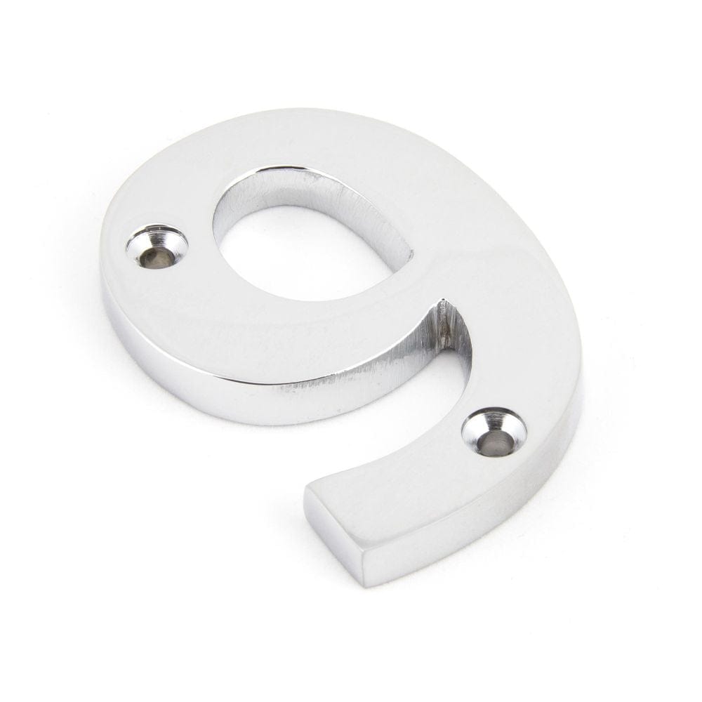 From The Anvil Door Furniture Polished Chrome / Numerals / 9 From The Anvil - Polished Chrome Numeral 9