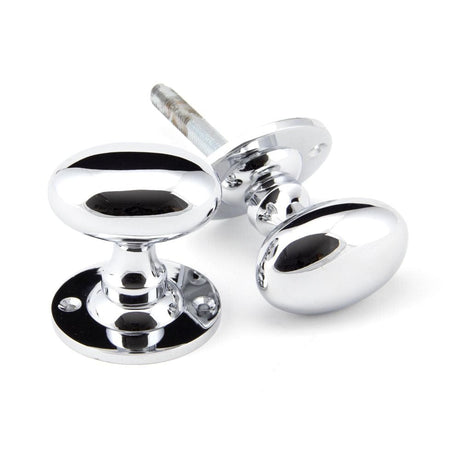 From The Anvil Door Furniture Polished Chrome / Mortice/Rim Knobs From The Anvil - Polished Chrome Oval Mortice/Rim Knob Set