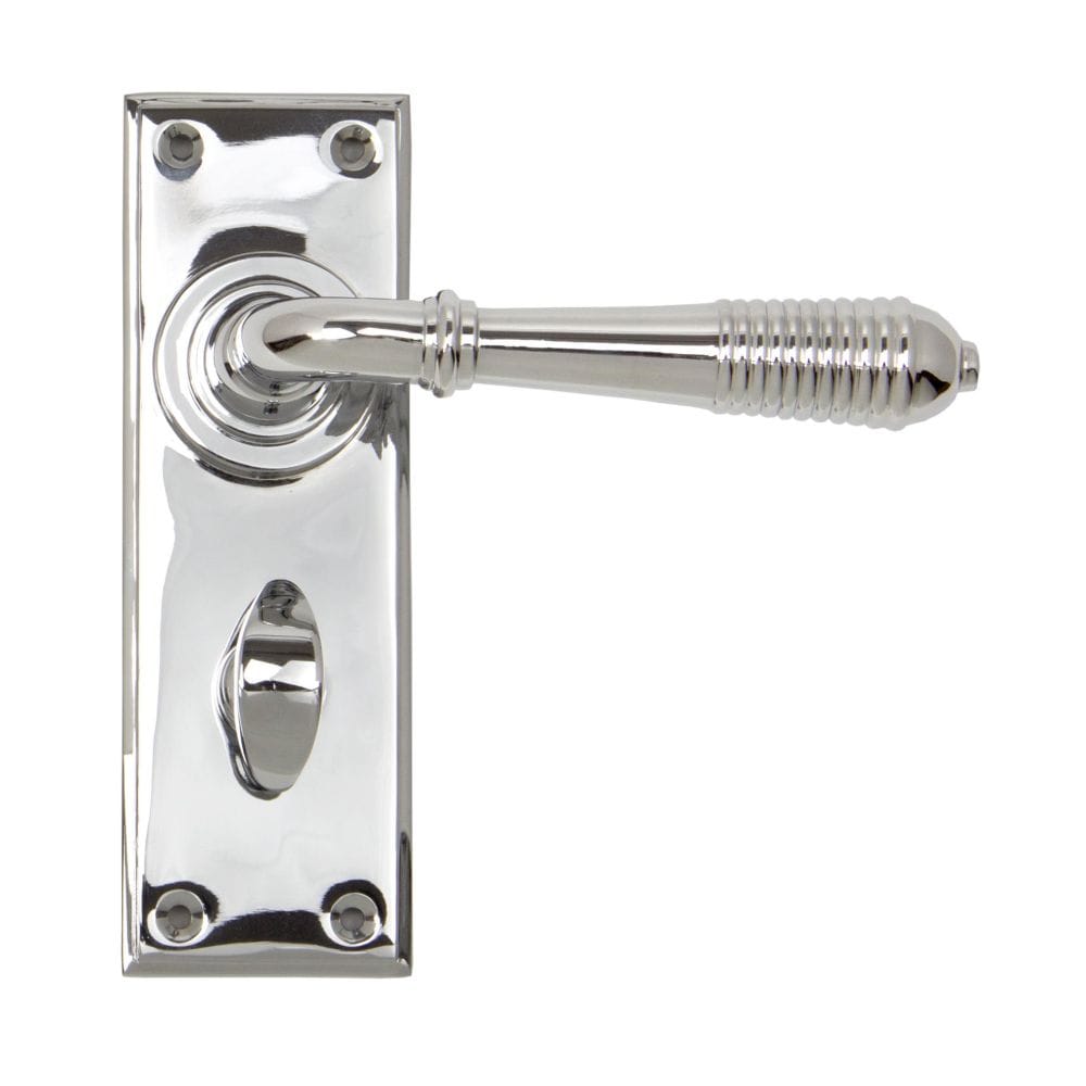 From The Anvil Door Furniture Polished Chrome / Bathroom Lock Handles From The Anvil - Polished Chrome Reeded Lever Bathroom Set