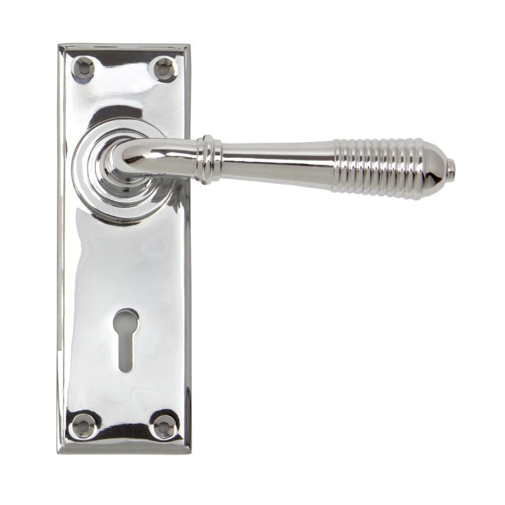 From The Anvil Door Furniture Polished Chrome / Std. Lock Handles From The Anvil - Polished Chrome Reeded Lever Lock Set