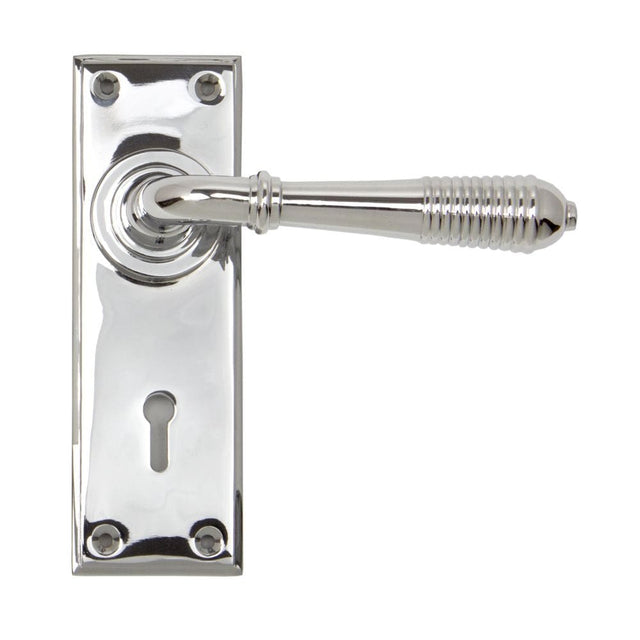 From The Anvil Door Furniture Polished Chrome / Std. Lock Handles From The Anvil - Polished Chrome Reeded Lever Lock Set