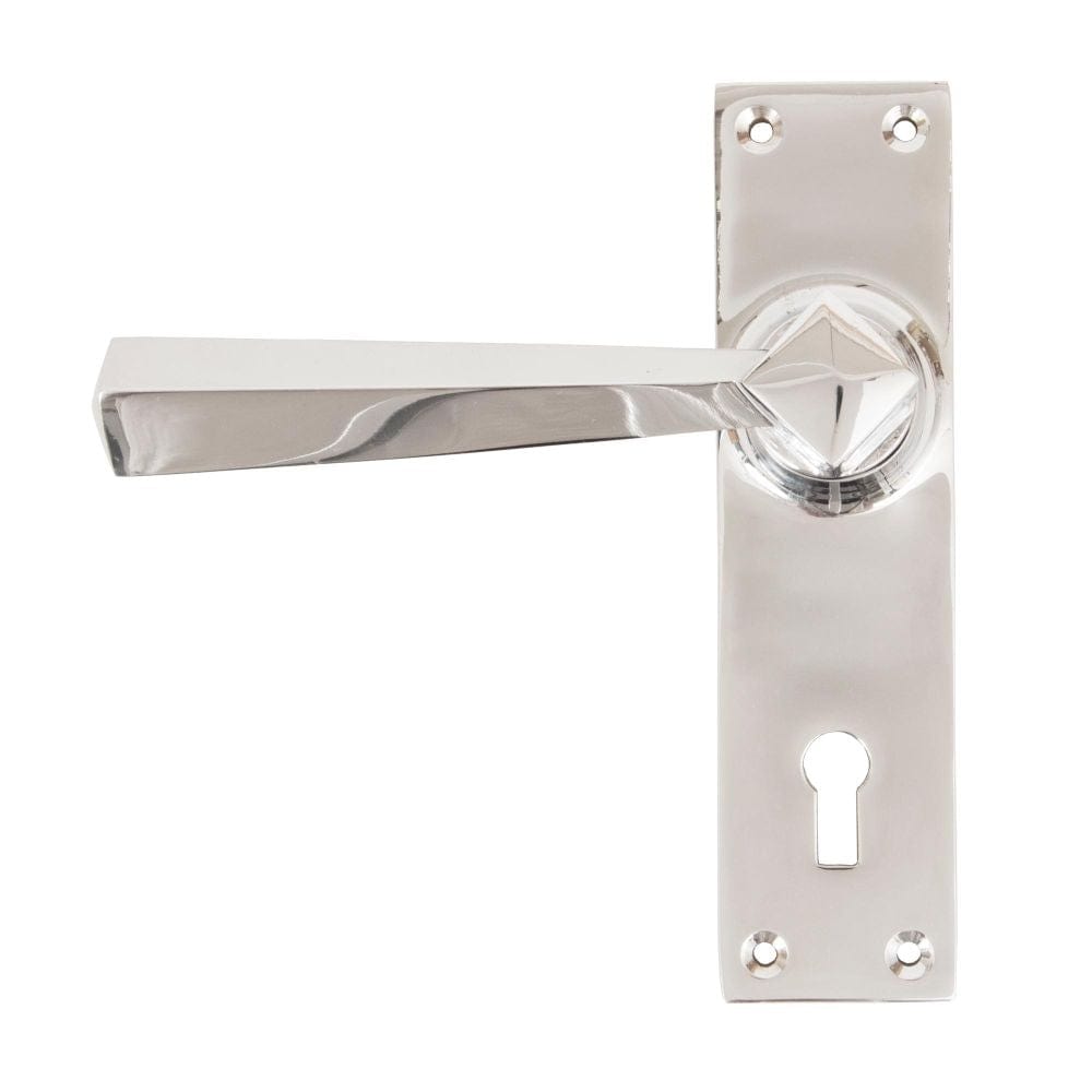 From The Anvil Door Furniture Polished Chrome / Std. Lock Handles From The Anvil - Polished Chrome Straight Lever Lock Set