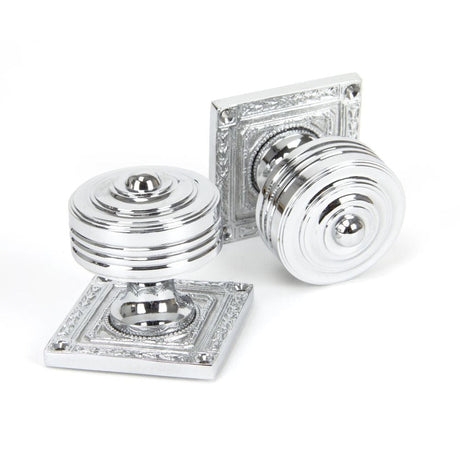 From The Anvil Door Furniture Polished Chrome / Mortice Knobs From The Anvil - Polished Chrome Tewkesbury Square Mortice Knob Set