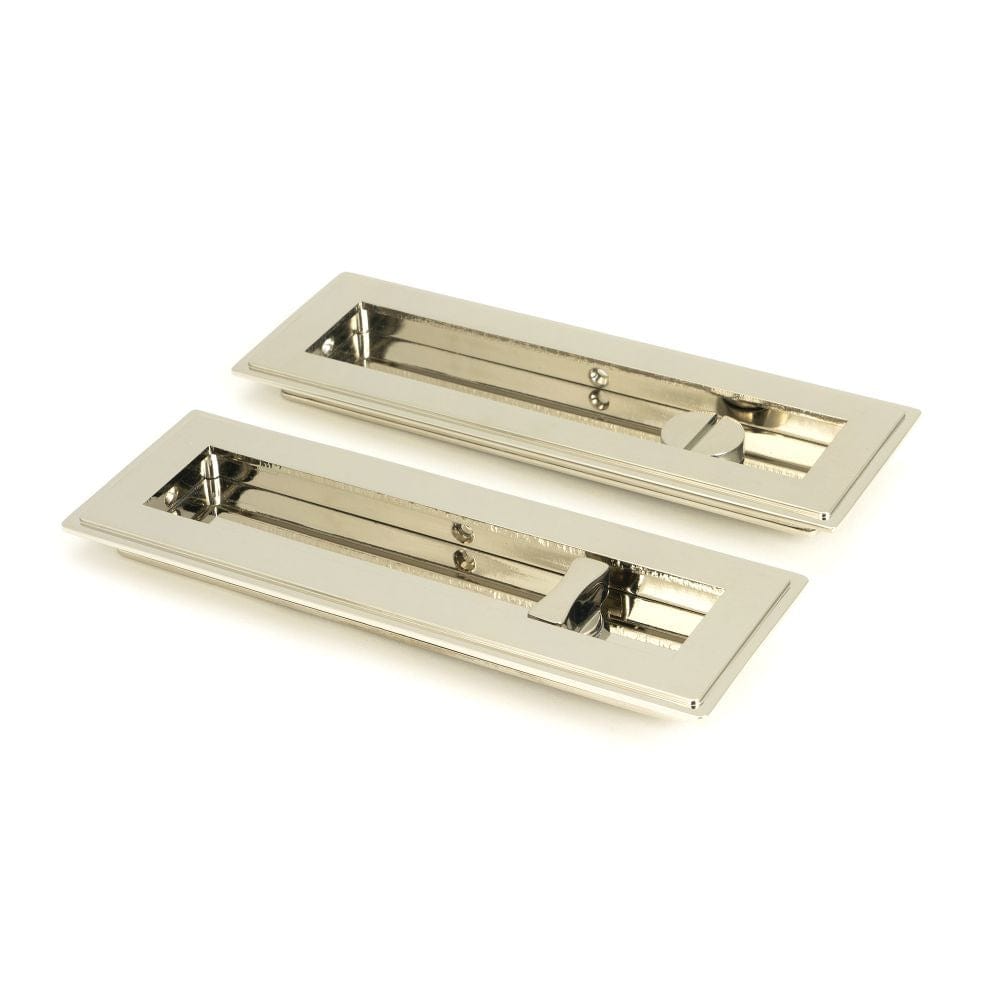 From The Anvil Door Furniture Polished Nickel / Rectangular Flush Pull (Privacy) / Rectangular From The Anvil - Polished Nickel 175mm Art Deco Rectangular Pull -Privacy Set