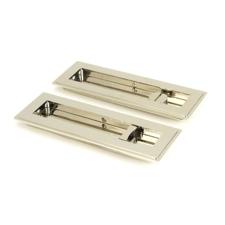 From The Anvil Door Furniture Polished Nickel / Rectangular Flush Pull (Privacy) / Rectangular From The Anvil - Polished Nickel 175mm Art Deco Rectangular Pull -Privacy Set