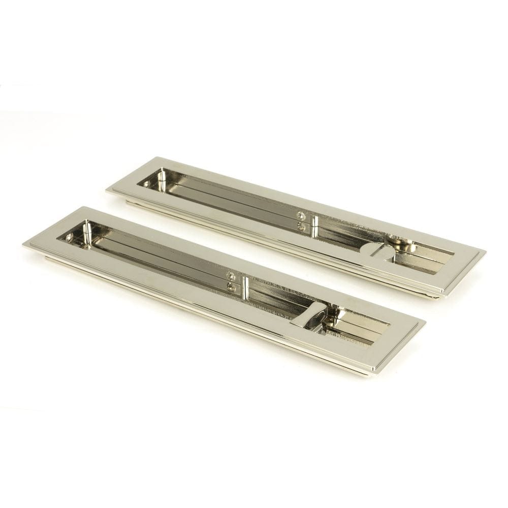 From The Anvil Door Furniture Polished Nickel / Rectangular Flush Pull (Privacy) / Rectangular From The Anvil - Polished Nickel 250mm Art Deco Rectangular Pull -Privacy Set