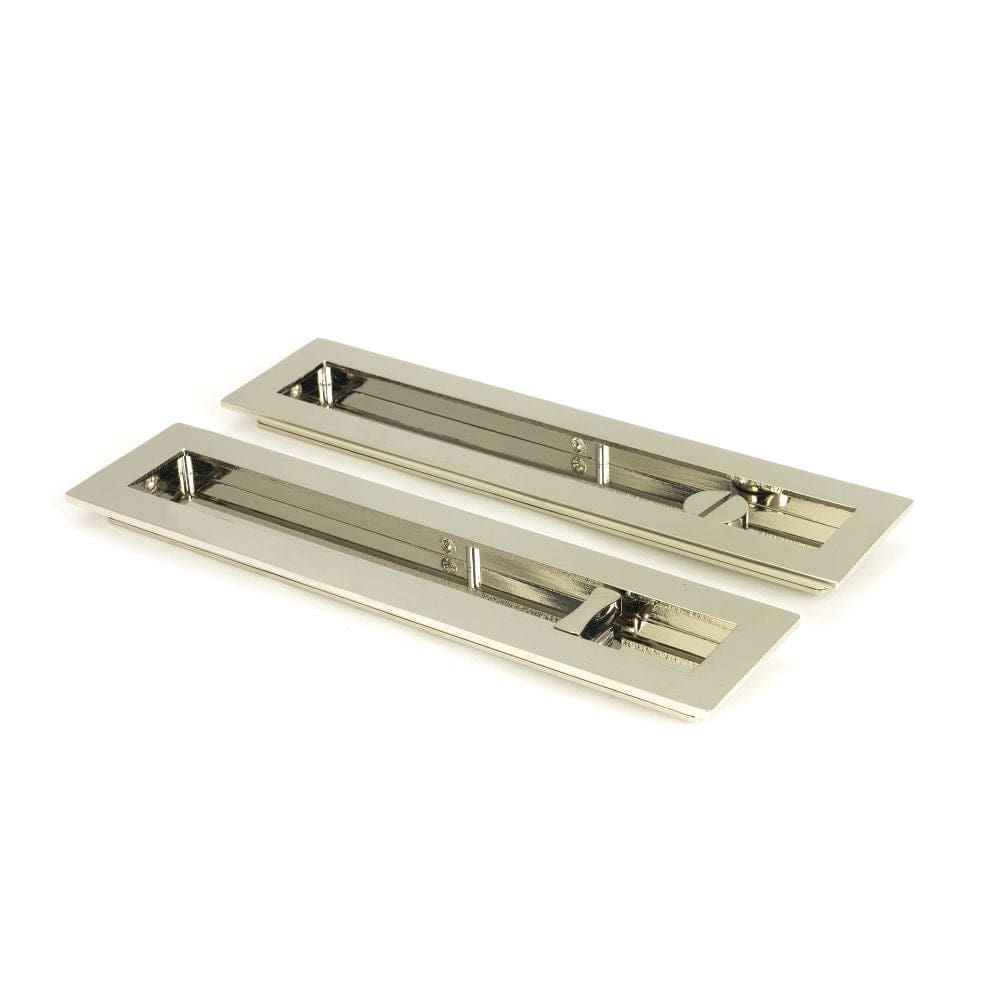 From The Anvil Door Furniture Polished Nickel / Rectangular Flush Pull (Privacy) / Rectangular From The Anvil - Polished Nickel 250mm Plain Rectangular Pull - Privacy Set