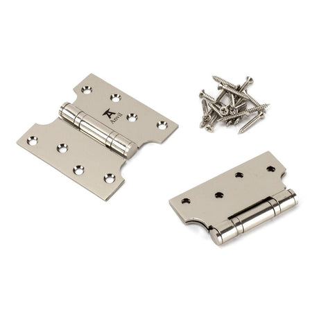 From The Anvil Hinges Polished Nickel / Parliament Hinges / 4" x (102mm) From The Anvil - Polished Nickel 4" x 2" x 4" Parliament Hinge (pair) ss